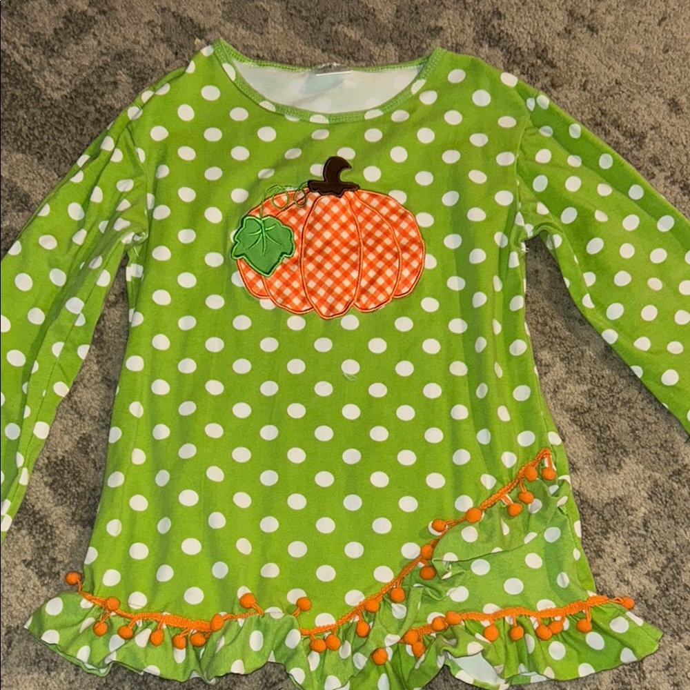 Green Polka Dot Pumpkin Kids Costume